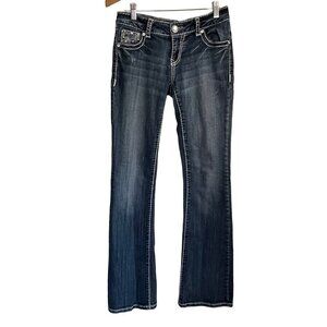 VINTAGE GRACE IN LA BOOT CUT JEANS SIZE 27 BLING TAB POCKETS